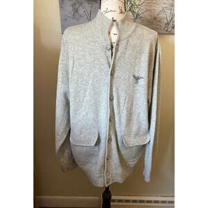 De Blasio Men's Grey Cardigan Sweater, size large, button up, two lined pockets
